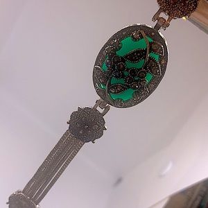 Vintage Silver Marcasite & Stone Bracelet